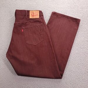 LEVIS 501 Jeans Mens Size 36x29 (Tag 38x30) Straight Leg 100% Cotton Red Denim